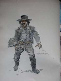 Hermann - Dessin original en couleur - Russ Dobbs dans Comanche T.4 - Le ciel est rouge sur Laramie - Cartonné - EO - (1975) | Catawiki