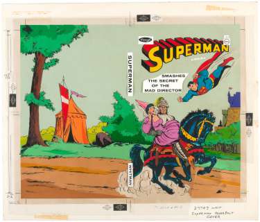 "SUPERMAN SMASHES THE SECRET OF THE MAD DIRECTOR" PAPERBACK BOOK ORIGINAL ART LOT. | Hake’s