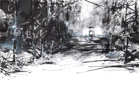 Vincent Gravé | Fausse Route, page 100 Editions Les Enfants rouges, 2008 Technique mixte sur papier 21 x 29,7 cm, signé | JML Arts