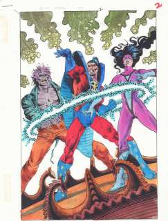 John Hoston, Tony Dezuniga - Secret Defenders #20 P.2 Color Guide Art - Doctor Druid, Cadaver, And Sepulchre Splash - 1994