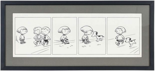 Charles M. Schulz Original Li’l Folks Cartoon Strip: Girl and Dog | Brunk Auctions