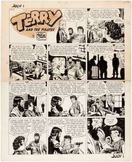 "TERRY AND THE PIRATES" 1945 SUNDAY PAGE ORIGINAL ART BY MILTON CANIFF. | Hake’s