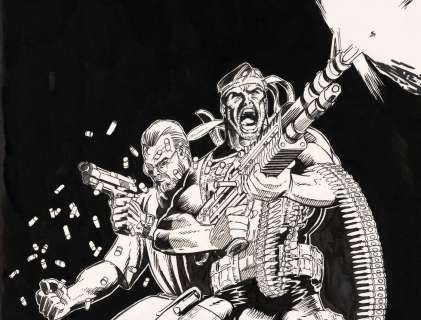 "COMICS ARENA" #1 COVER ORIGINAL ART FEATURING THE PUNISHER BY HUGH HAYNES.