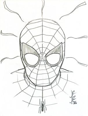 John Romita Jr - Spider Man Head Sketch | ComicArtFans Classifieds