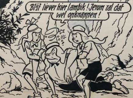 Suske en Wiske 50 - Originele pagina (p.47) Sjeik el Ro-Jenbiet - met luxe groot formaat hc  - (1963/2018) | Catawiki