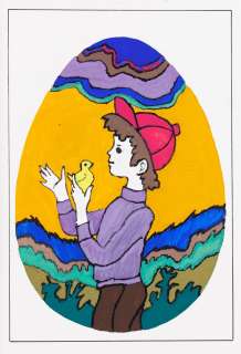 Zbigniew Rychlicki (1922 - 1989) | Zbigniew Rychlicki | Projekt kartki Wielkanocnej, pisanka z chłopcem | Desa Unicum