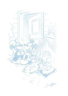 Cutest Mickey, Minnie & Goofy - Original Sketch - Jaume Esteve - Art de crayon | Catawiki