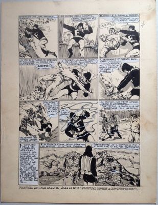 Chott, Marcel Navarro (Scénariste) | Chott Pierre Mouchot FANTAX 12 Planche 7 Les Six gardiennes de l’enfer (8/12) , Encre de Chine petit format Eo 1947 | 2DGalleries