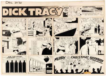 DICK TRACY CHRISTMAS 1955 SUNDAY PAGE ORIGINAL ART BY CHESTER GOULD. | Hake’s