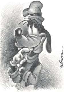 Goofy Is Thinking - Original Drawing - Joan Vizcarra  - Art de crayon | Catawiki