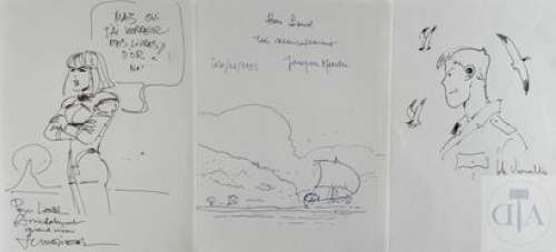 J Martin/Mezieres/Vianello/Trio de dessins dedicaces. Rare.… | Dagoty