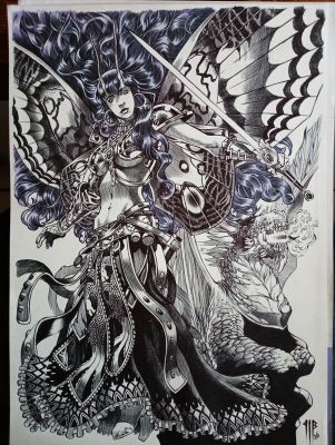 Philippe Bringel | La guerrière papillon et son dragon | 2DGalleries