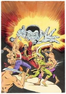 MASTER OF KUNG FU - TRIPLE ACTION #12 SPANISH COMIC BOOK COVER ORIGINAL ART BY RAFAEL LÓPEZ ESPÍ.
