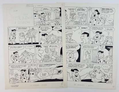 The Flintstones - 2x Tavole Originali "Gli Antenati: I Quadri" - Page volante | Catawiki