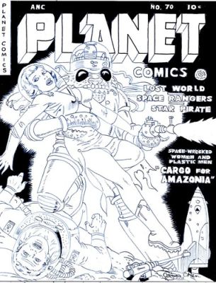 PLANET COMICS # 70 1953 SCI-FI COVER RECREATION GOOD GIRL ORIGINAL COMIC ART | eBay US (Buy It Now)