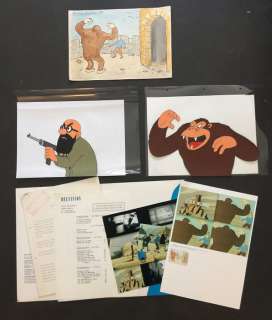 Tintin - Dessin original île noire + 2 celluloïdes originaux,gouache + Dossier Belvision - (années 70) | Catawiki