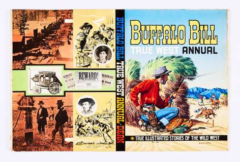 Buffalo Bill True West Annual No 13 original front and back cover artwork (1961) painted and | Comic Book Auctions ltd
