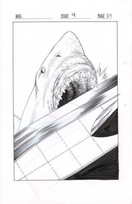 MEG graphic novel original art SPLASH page Steve Alten, Mike S Miller, *signed*