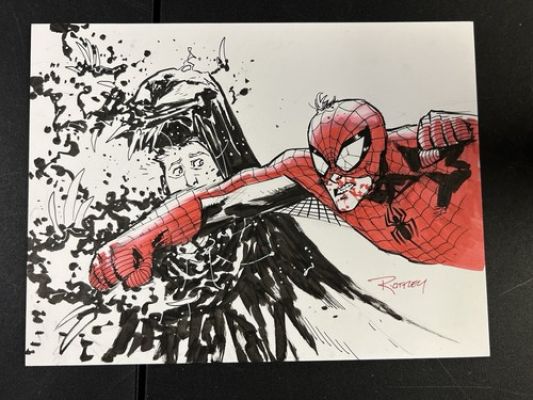 Spider-Man Vs Venom by Ryan Ottley Original Art Sketch 9x12 Bust Action Pose