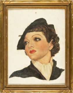American Artist - Claudette Colbert Painting Original Art (c. 1930s). While we are not confident this - | Heritage