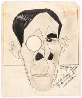Bert Whitman - George Arliss Inscribed Movie-Star Caricature Original Art (1931)....