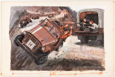 Samson Pollen | Male Magazine April-1974 Double Page Painting Original Art (Magazine Management, 1974).... | Heritage