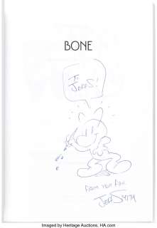 Smith, Jeff - Jeff Smith Bone Collected Volume With Remarqued Sketch Original Art (Cartoon Books, 2004)....