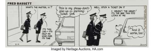 Graham, Alex - Alex Graham Fred Bassett Daily Strip Original Art Dated 8-13-83(Field Newspaper Syndicate, 1983). ...