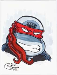 Laird, Peter - Peter Laird and Steve Lavigne - Raphael Sketch Illustration Original Art (2019)....