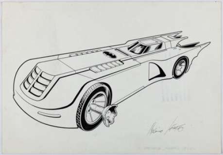 Infantino, Carmine | Carmine Infantino Batman: The Animated Series "Batmobile" Toy Box Cover Original Art (Kenner/DC Comics, 1992)... | Heritage