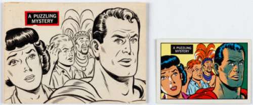 Al Plastino (Attributed) | Superman in the Jungle Card #65 "A Puzzling Mystery" Illustration Original Art (A&BC Gum, 1968). (Total: 2 Items) | Heritage
