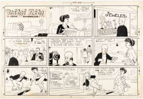 Ernie Bushmiller | Fritzi Ritz Sunday Comic Strip Original Art dated 3-31-57 (United Features Syndicate, 1957). | Heritage