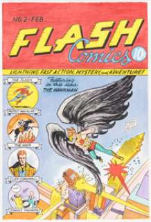 Sheldon Moldoff | Flash Comics #2 Hawkman Cover Re-Creation Original Art (undated). | Heritage