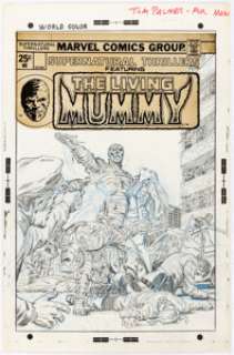 Larry Lieber Supernatural Thrillers #8 Living Mummy Cover Pencils Original Art (Marvel, 1974).