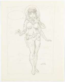 Wally Wood - Sci-Fi Female Sketch Original Art (undated). | Heritage