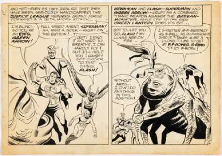 Mike Sekowsky and Bernard Sachs Justice League of America #38 Partial Story Page 6 Original Art (DC, 1965). (Total: 2 Items) | Heritage