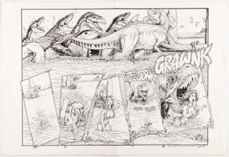 Budd Root Cavewoman: The Mature Version Double Page Spread 14-15 Original Art (Basement, 1998). | Heritage