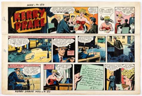Alfred Andriola Studios Kerry Drake Hand-Colored Sunday Comic Strip dated 5-7-50 (Field Enterprises, 1970). | Heritage