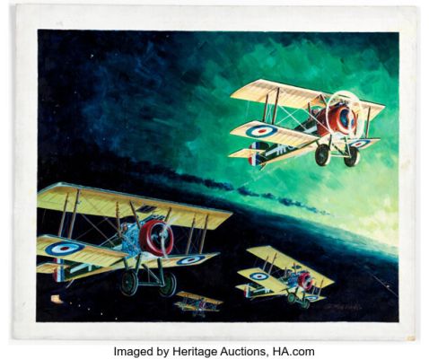 George Evans - WWI Bi-Planes Painting Original Art (c. 1980s). | Heritage