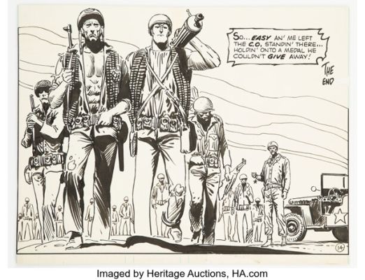 Joe Kubert Our Army at War #261 Sgt. Rock and Easy Co. Story Page 14 Panel Illustration Original Art (DC, 1973). | Heritage
