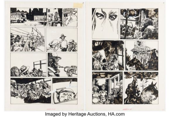 Leo Durañona Creepy #115 "Gabriel‘s Horn" Story Pages 8-9 Original Art (Warren, 1980). (Total: 2 Original Art)