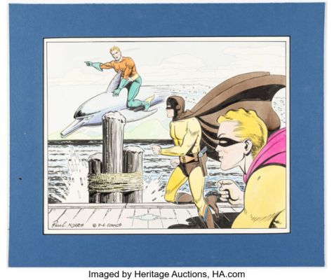 Paul Norris - Aquaman, Sandman, and Sandy Illustration Original Art (1992). | Heritage