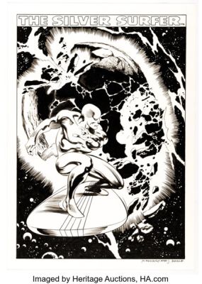 Michael Maikowsky - Silver Surfer Re-Creation Illustration Original Art (undated). | Heritage