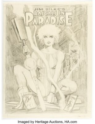 Jim Silke Rascals in Paradise Trade Paperback Cover Pencils Original Art (Dark Horse, 1995). | Heritage