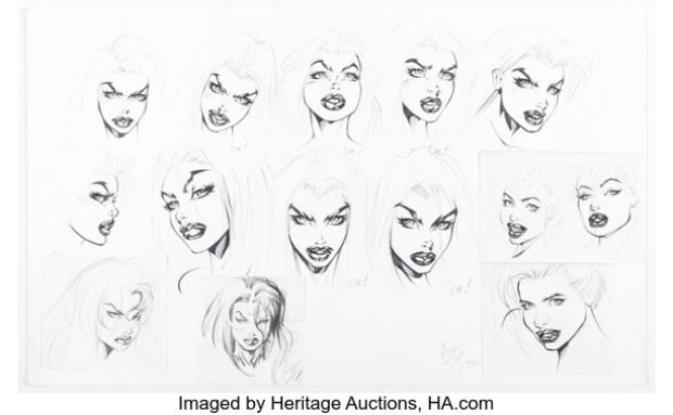 Armando Huerta - Cartoon Portrait Study Illustrations Original Art (1993).
