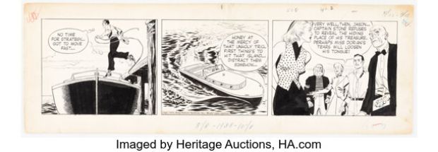 Alex Raymond Rip Kirby Daily Comic Strip Original Art dated 4-13-53 (King Features Syndicate, 1953).