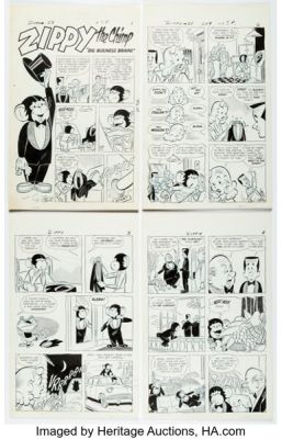 Gene Fawcette Zippy the Chimp #51 Complete 8-Page Story Original Art (Pines, 1957). (Total: 8 Original Art) | Heritage
