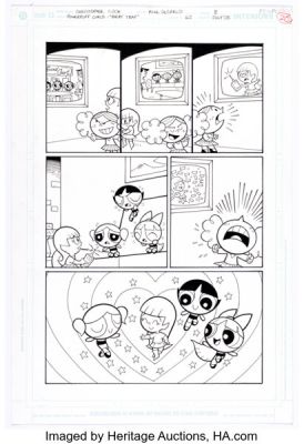 Christopher Cook and Mike DeCarlo The Powerpuff Girls #62 Story Page 8 Original Art (DC, 2005).
