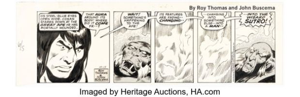 John Buscema Conan the Barbarian Daily Comic Strip Original Art dated 10-13-78 (Register and Tribune Syndicate, 1978) | Heritage