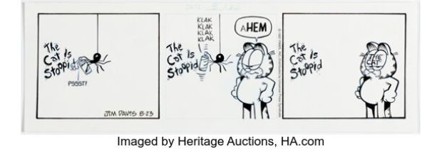 Jim Davis Garfield Daily Comic Strip Original Art dated 8-23-97 (PAWS/Universal Press Syndicate, 1997). | Heritage